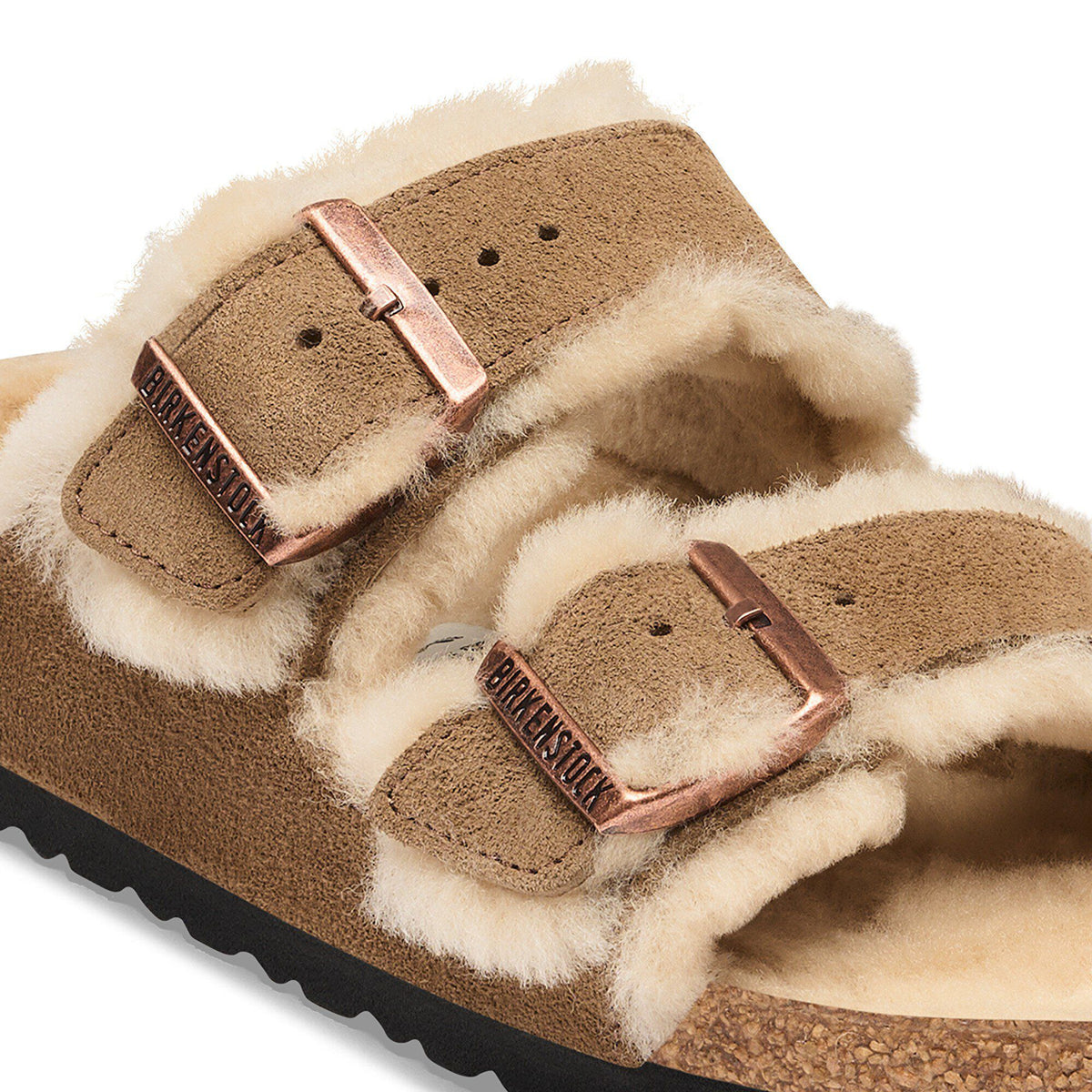 Arizona Shearling Suede Leather in Color Dark Tea | Birkenstock