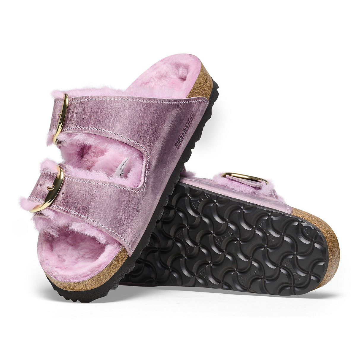 Arizona Big Buckle Shearling Oiled Leather in Color Lavender | Birkenstock