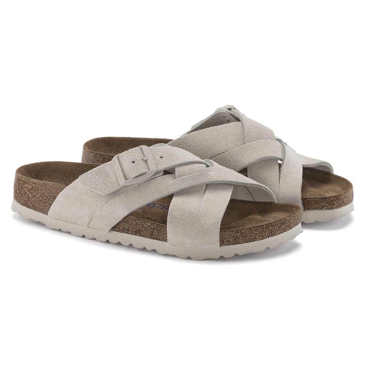Lugano Soft Footbed Suede Leather in Color Antique White | Birkenstock