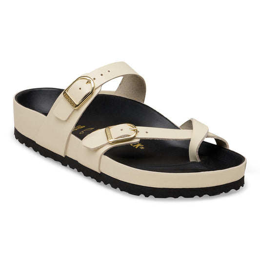 Mayari Natural Leather Patent in Color High-Shine Ecru/Black | Birkenstock