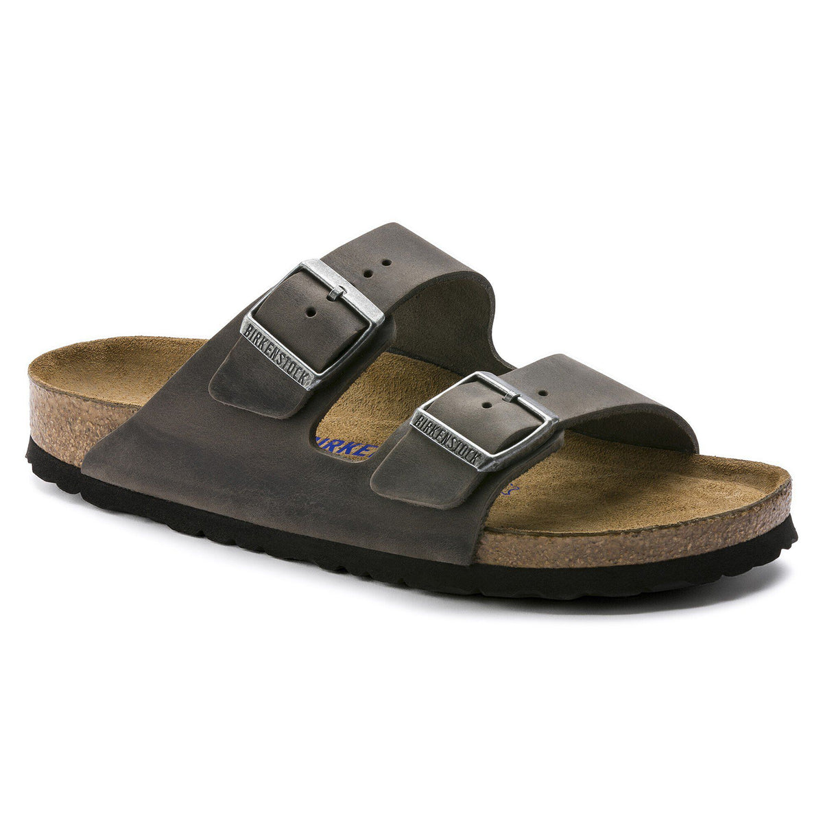 Arizona Soft Footbed Oiled Leather in Color Iron | Birkenstock