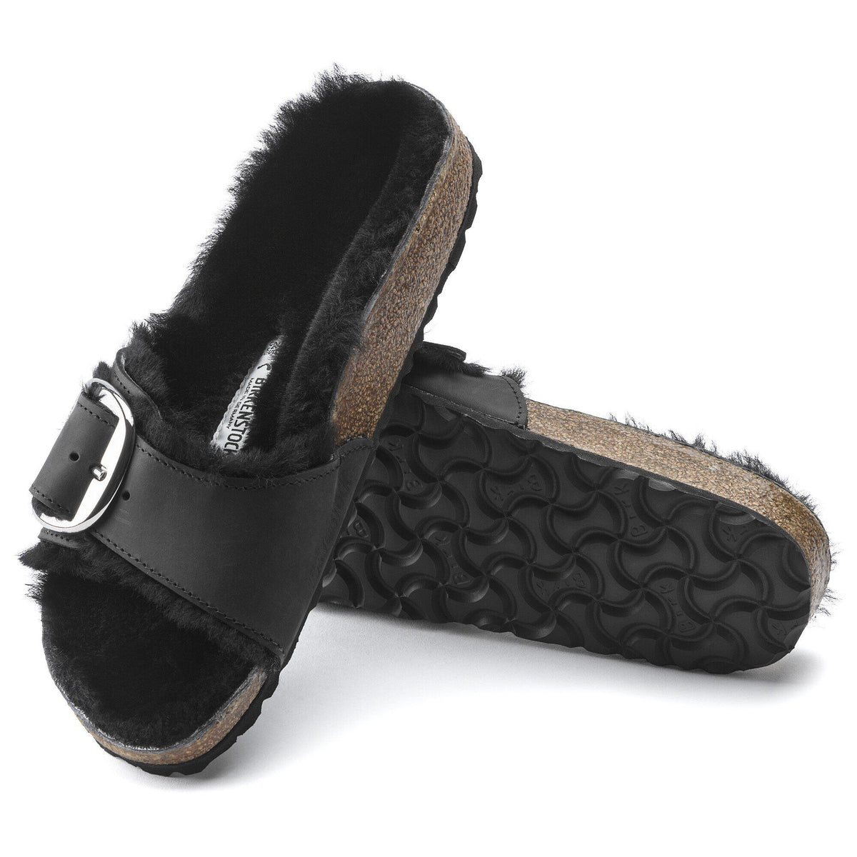 Madrid Big Buckle Shearling Oiled Leather in Color Black | Birkenstock