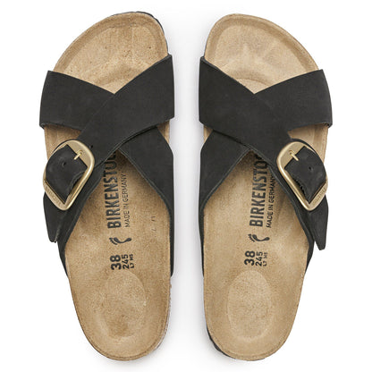 Siena Big Buckle Nubuck Leather in Color Black | Birkenstock