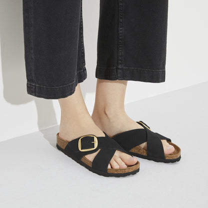 Siena Big Buckle Nubuck Leather in Color Black | Birkenstock