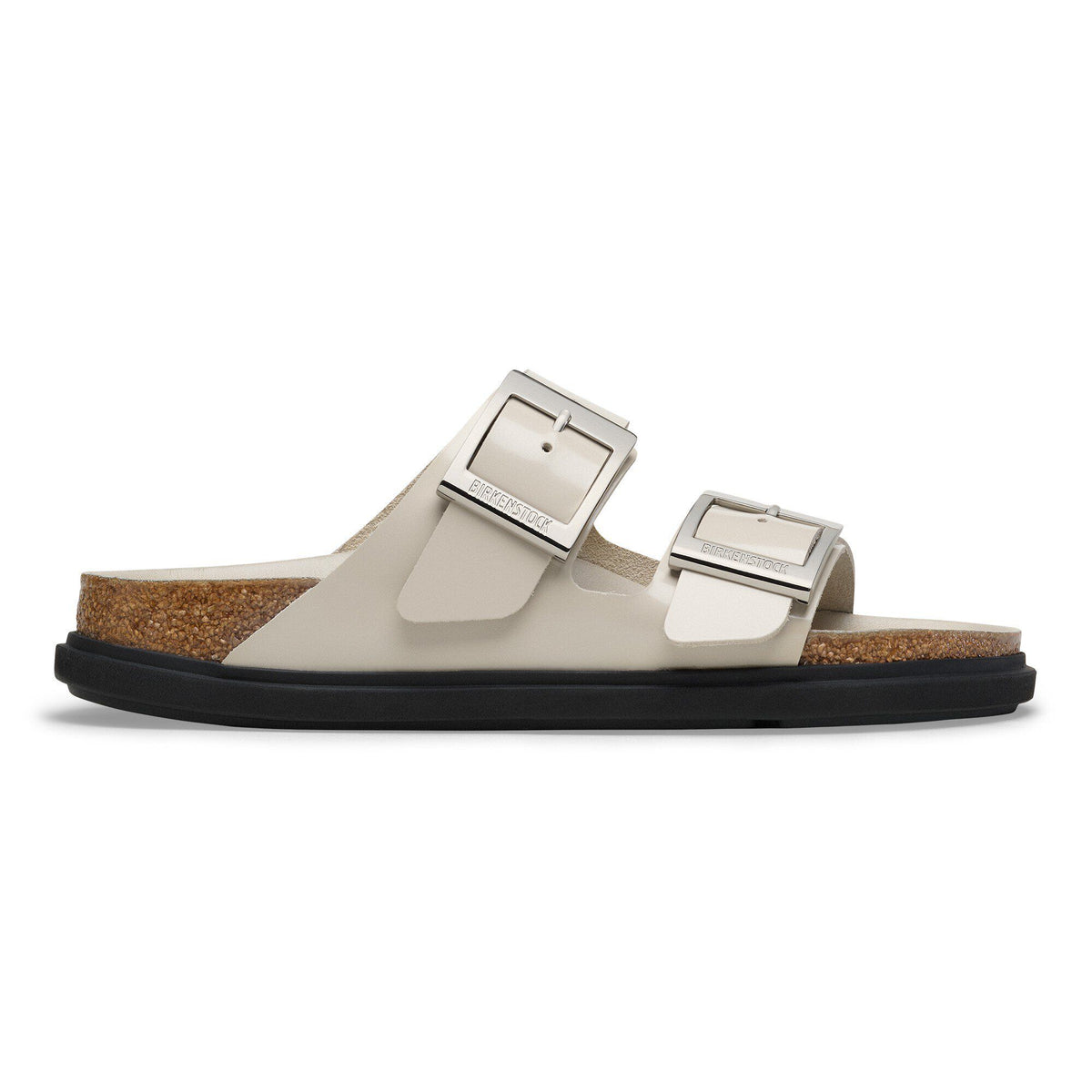 Arizona Droplet Buckle Natural Leather Patent in Color High Shine Oyster | Birkenstock