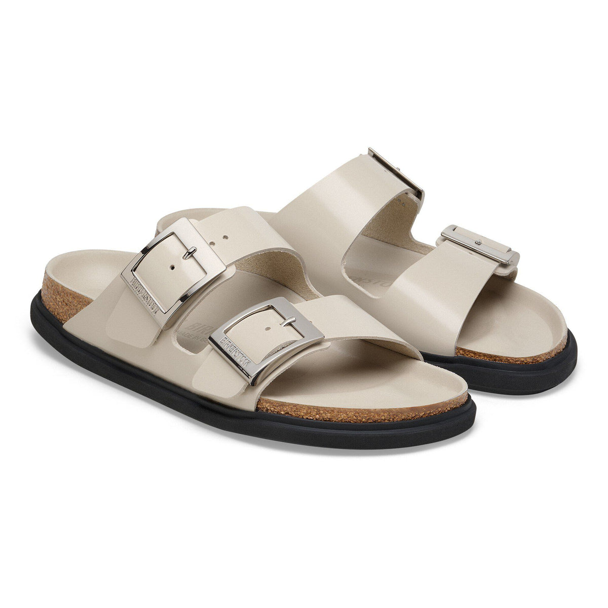 Arizona Droplet Buckle Natural Leather Patent in Color High Shine Oyster | Birkenstock