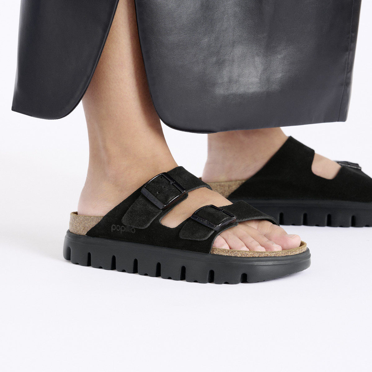 Arizona Chunky Suede Leather in Color Black/Black | Birkenstock