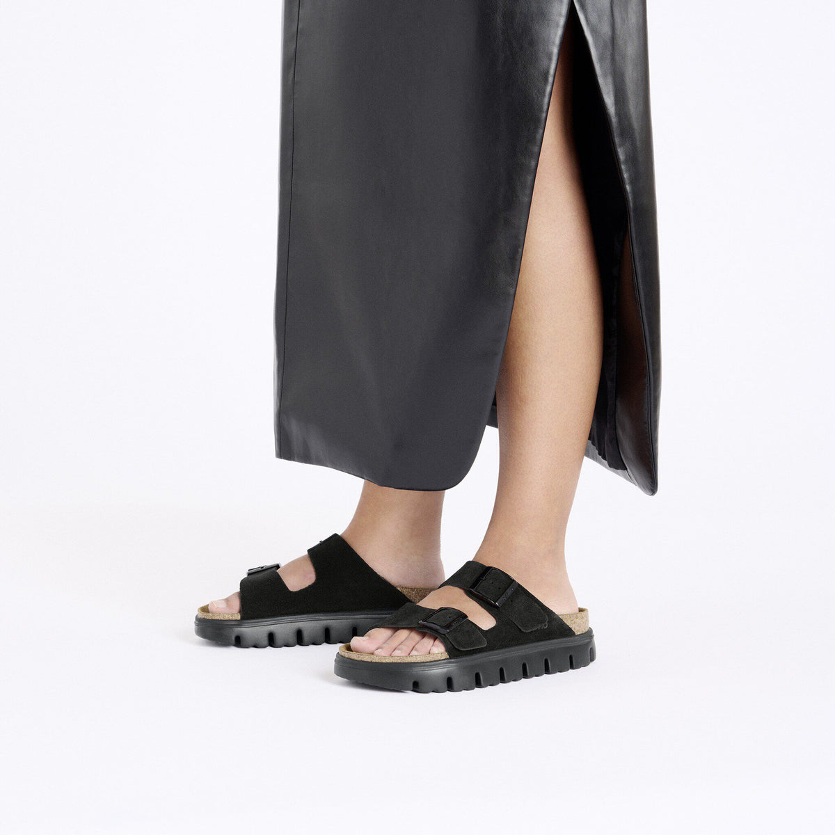 Arizona Chunky Suede Leather in Color Black/Black | Birkenstock
