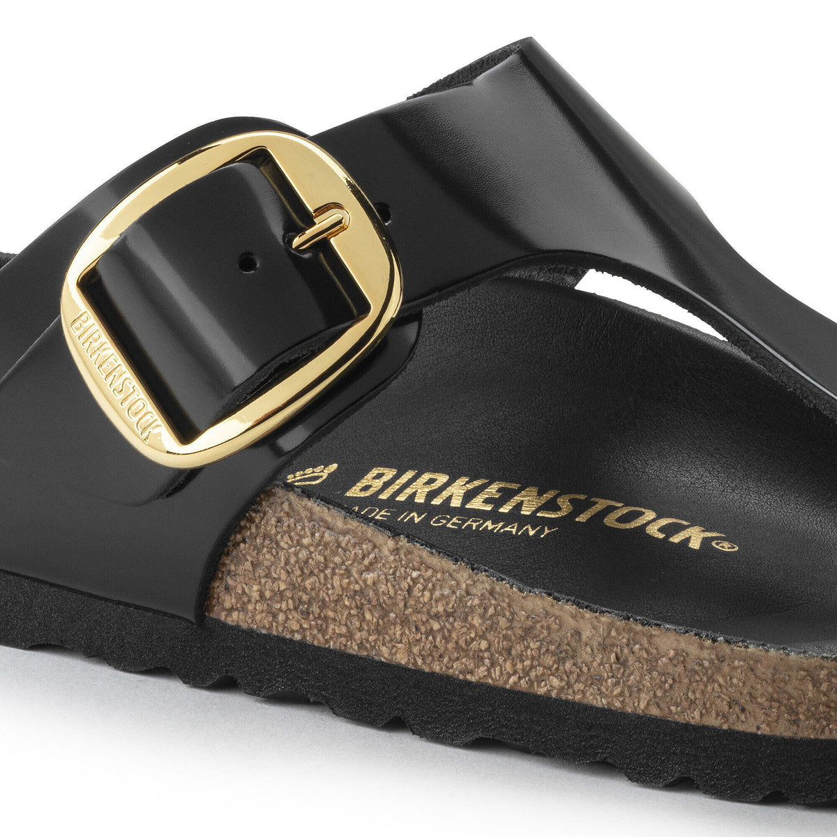 Gizeh Big Buckle Natural Leather Patent in Color High Shine Black | Birkenstock