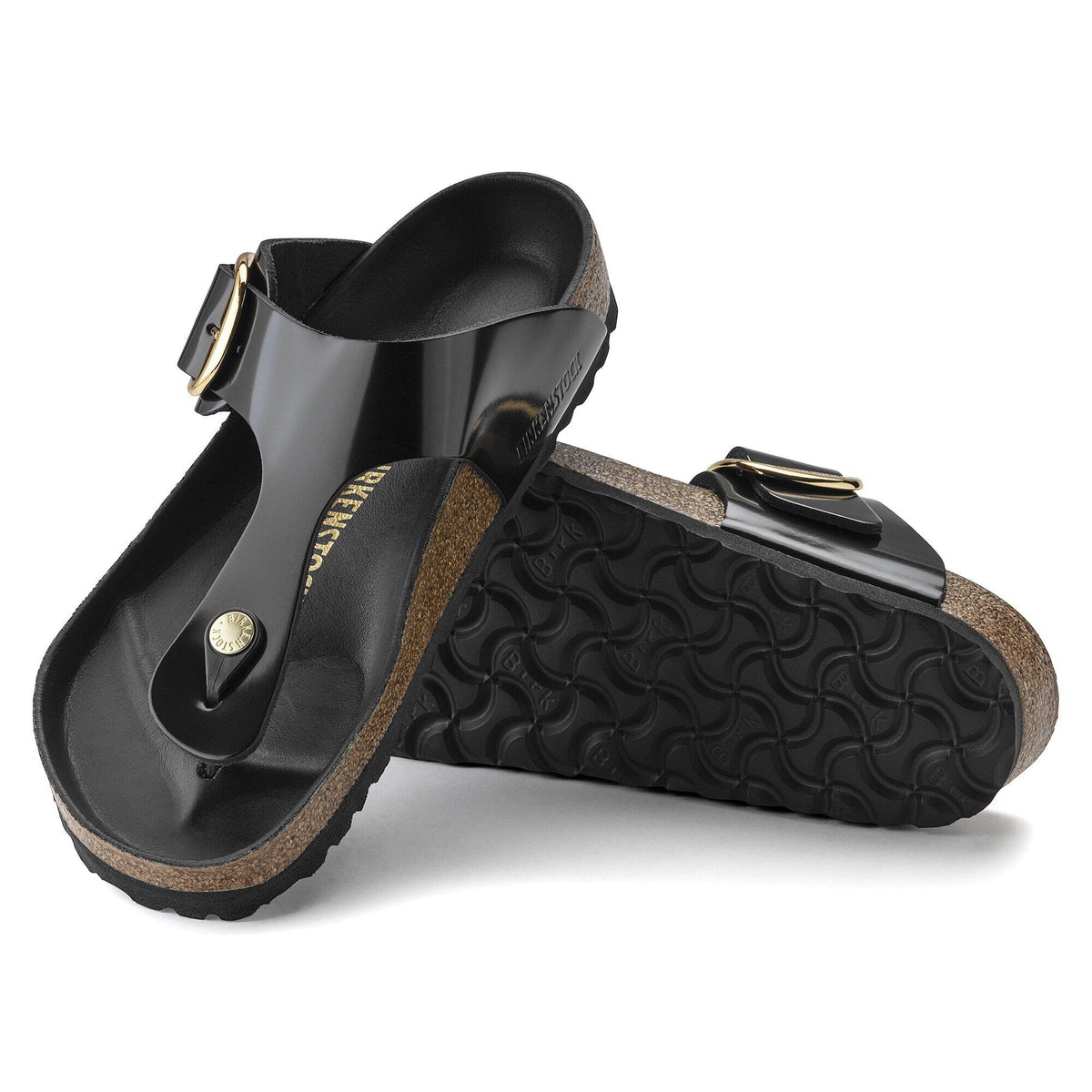 Gizeh Big Buckle Natural Leather Patent in Color High Shine Black | Birkenstock