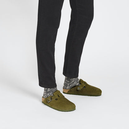 Boston Shearling Suede Leather in Color Thyme | Birkenstock