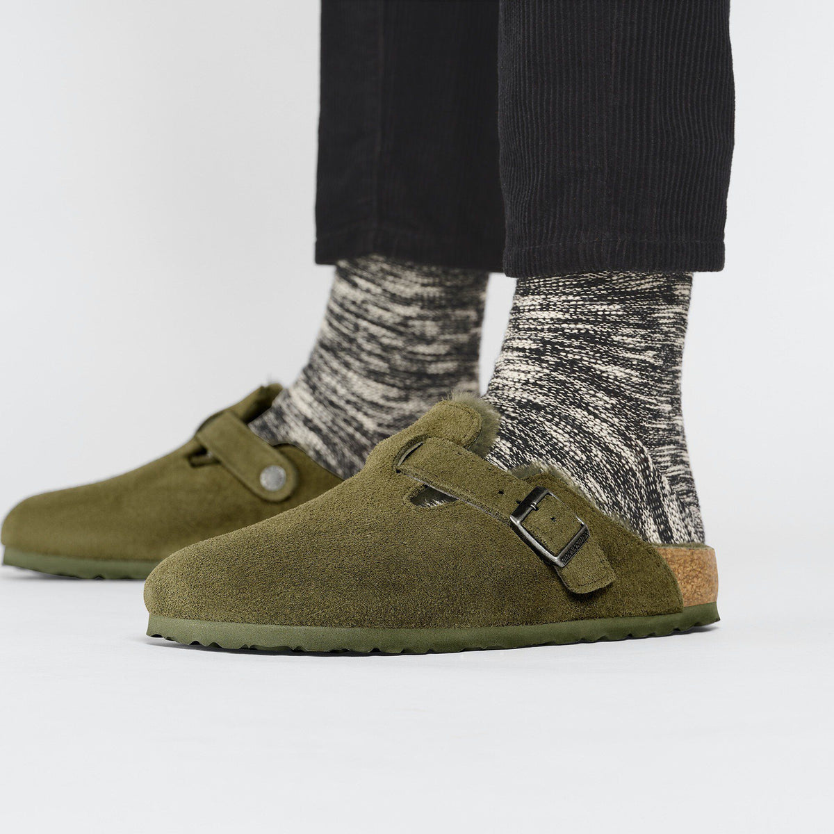 Boston Shearling Suede Leather in Color Thyme | Birkenstock