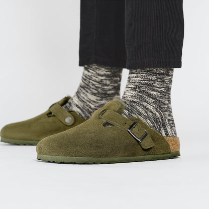 Boston Shearling Suede Leather in Color Thyme | Birkenstock