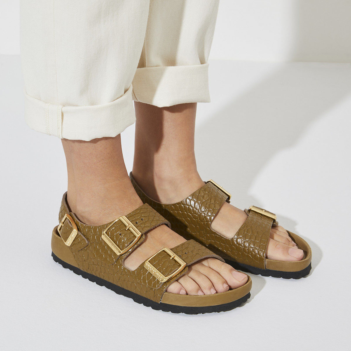 Milano Embossed Leather in Color Emboss mud green | Birkenstock