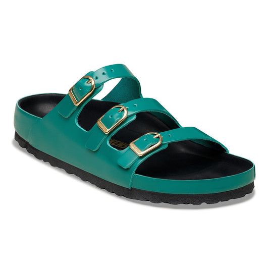 Florida Exquisite Natural Leather Patent in Color High-Shine Dark Teal/Black | Birkenstock