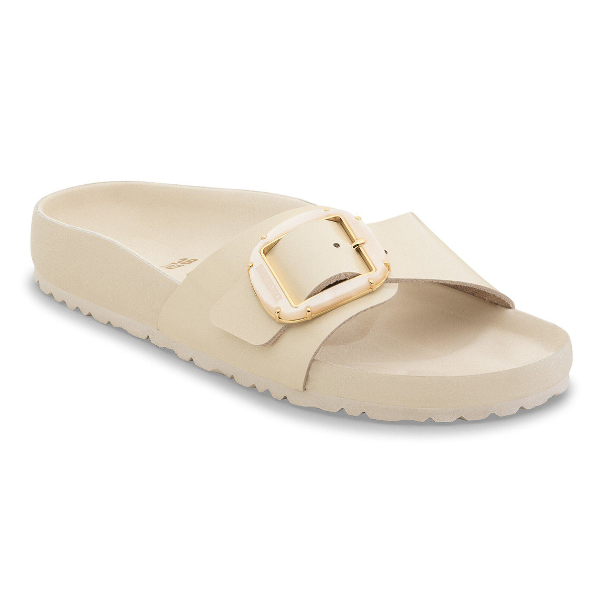 Madrid Big Buckle Pearl Natural Leather Patent in Color High Shine Ecru | Birkenstock