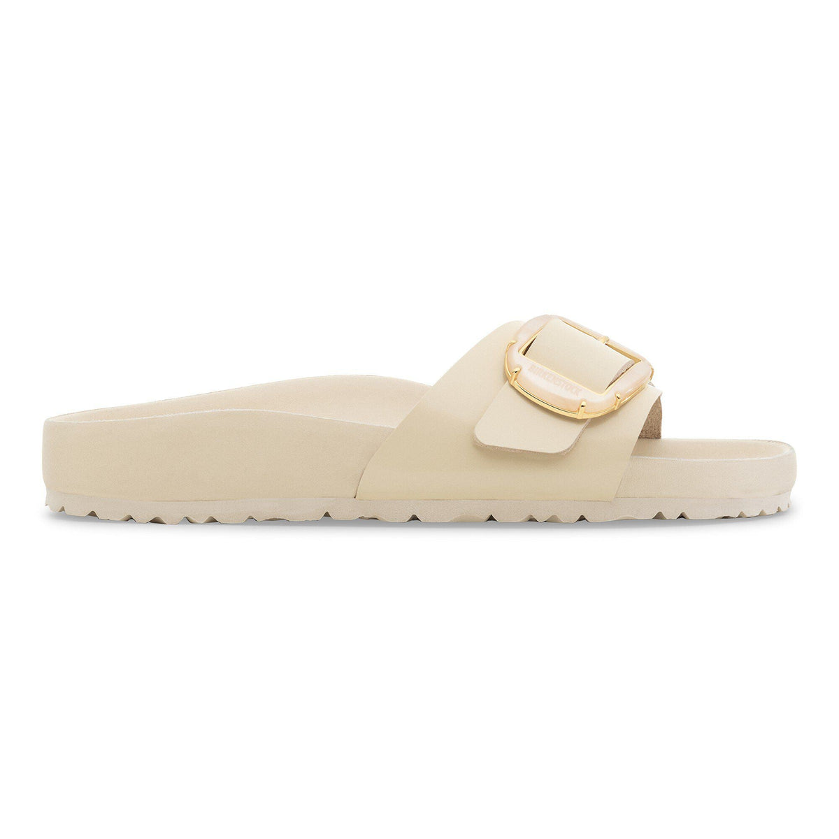 Madrid Big Buckle Pearl Natural Leather Patent in Color High Shine Ecru | Birkenstock