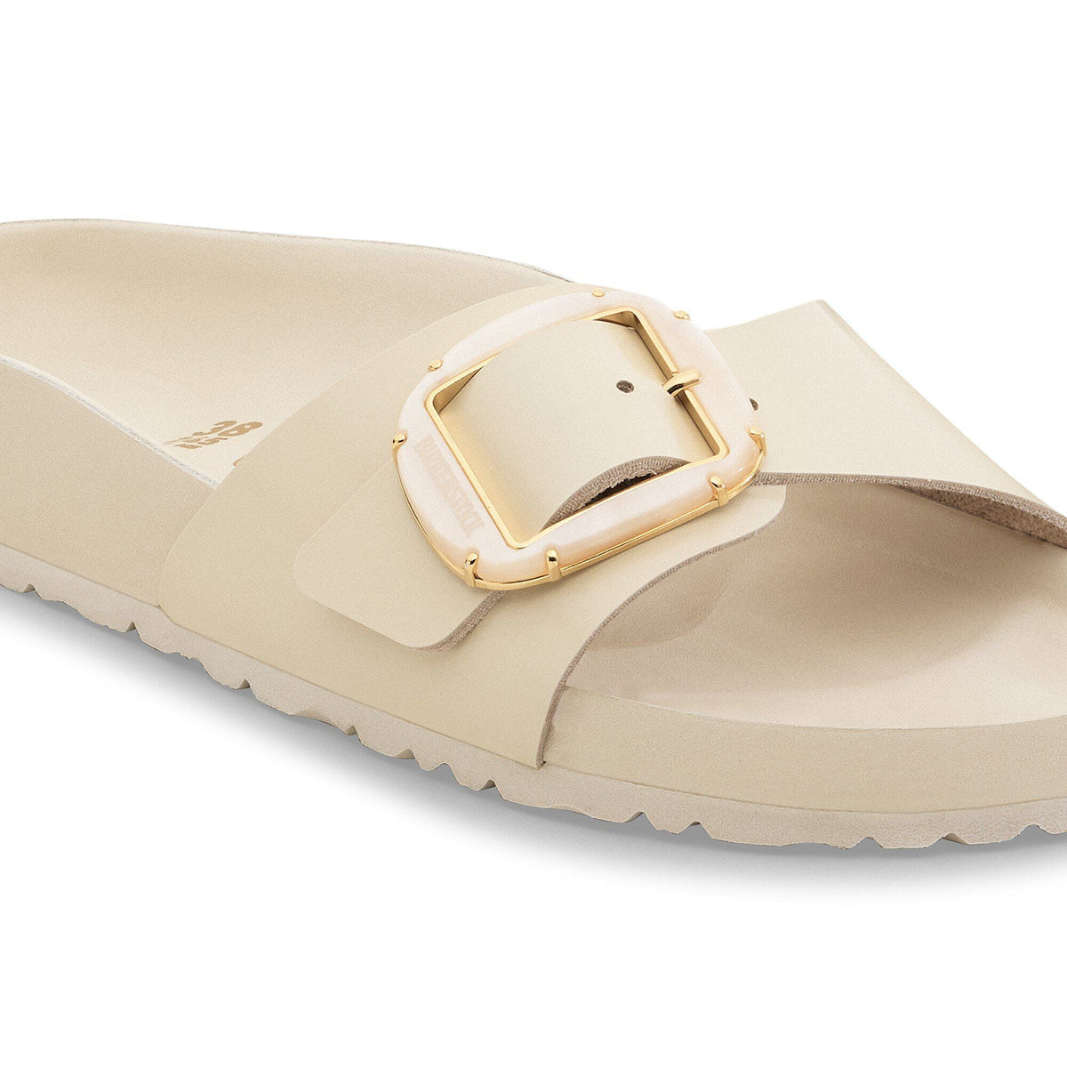 Madrid Big Buckle Pearl Natural Leather Patent in Color High Shine Ecru | Birkenstock