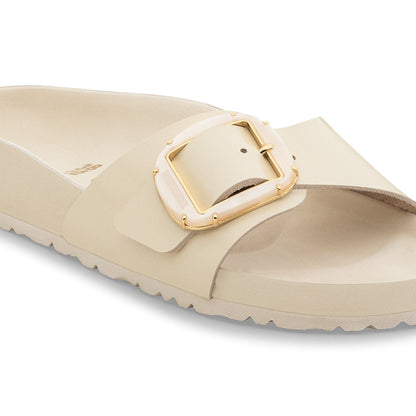 Madrid Big Buckle Pearl Natural Leather Patent in Color High Shine Ecru | Birkenstock