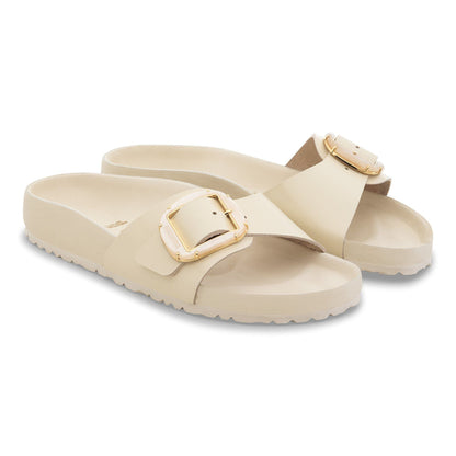 Madrid Big Buckle Pearl Natural Leather Patent in Color High Shine Ecru | Birkenstock