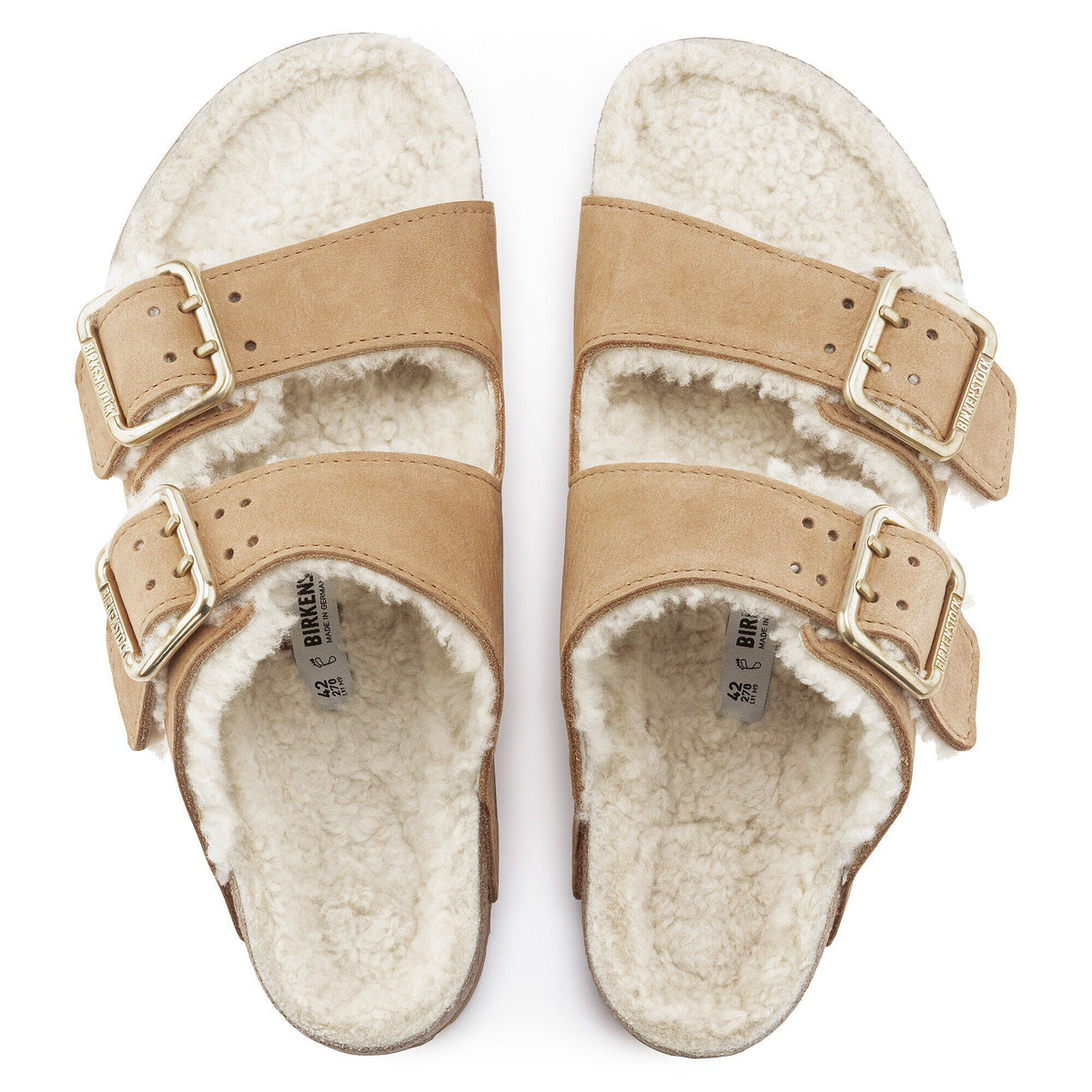 Arizona Bold Shearling Nubuck Leather in Color Cognac | Birkenstock