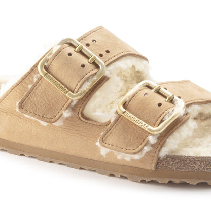 Arizona Bold Shearling Nubuck Leather in Color Cognac | Birkenstock