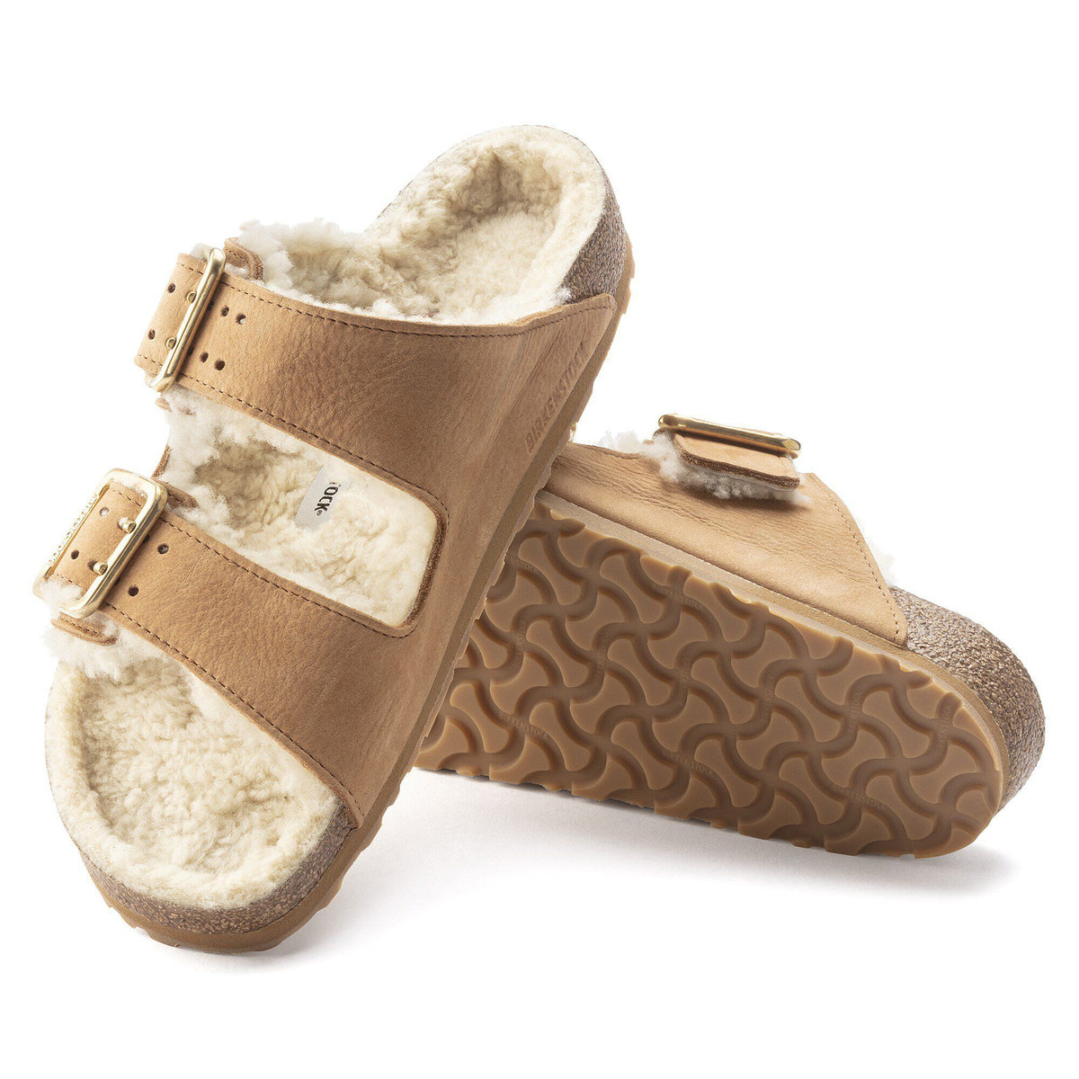 Arizona Bold Shearling Nubuck Leather in Color Cognac | Birkenstock