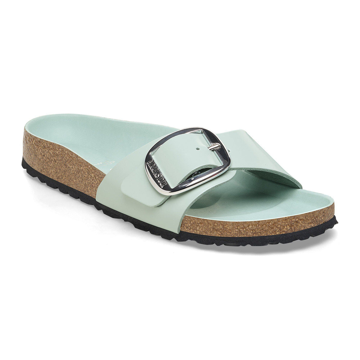 Madrid Big Buckle Natural Leather Patent in Color High-Shine Surf Green | Birkenstock