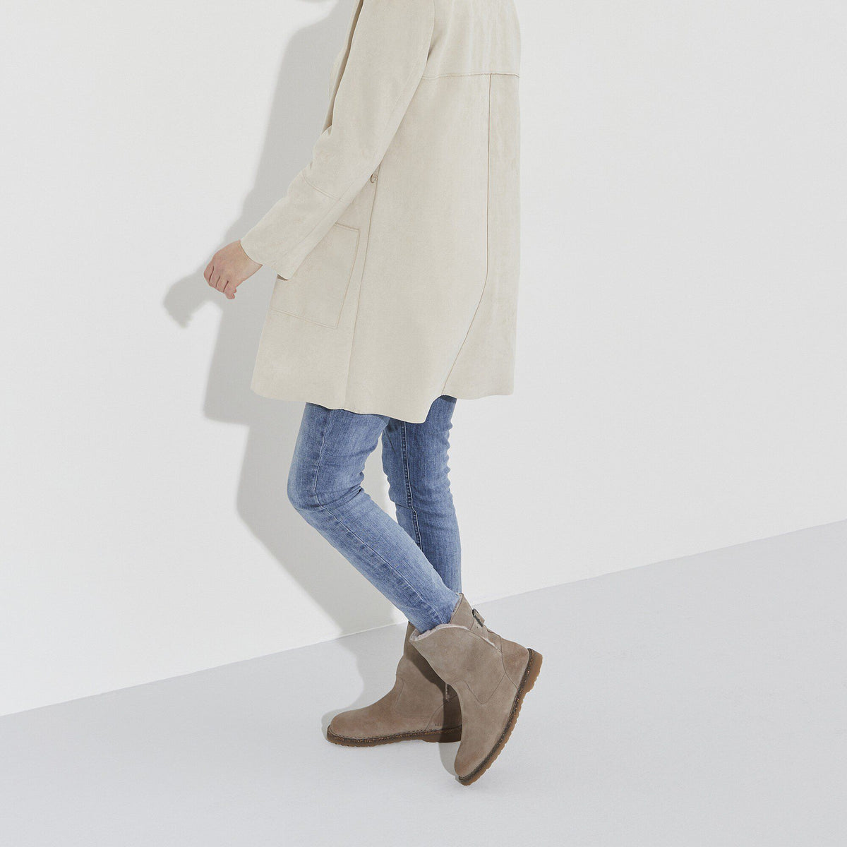 Uppsala Shearling Suede Leather in Color Gray Taupe | Birkenstock
