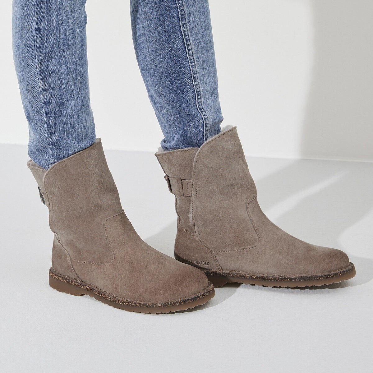 Uppsala Shearling Suede Leather in Color Gray Taupe | Birkenstock