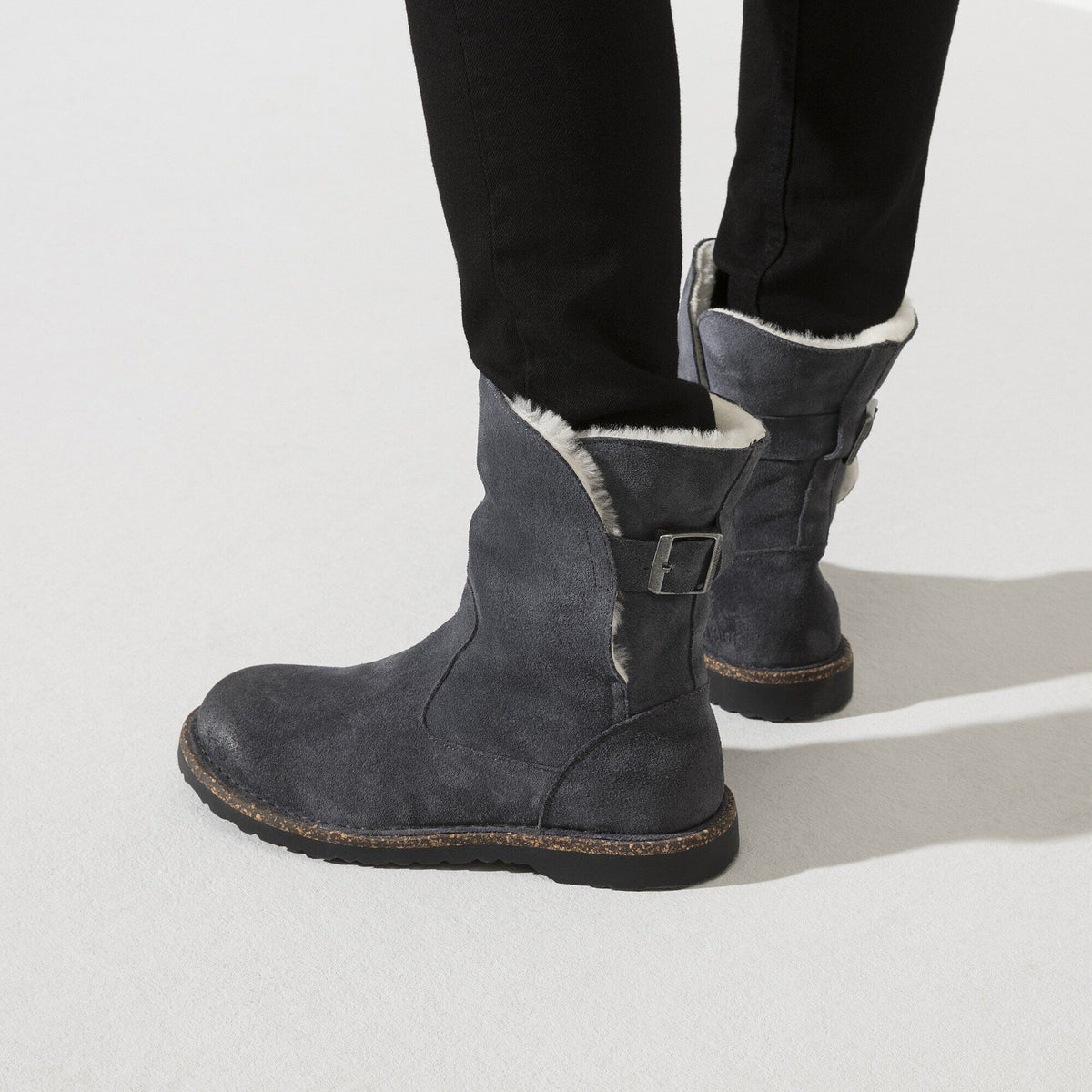 Uppsala Shearling Suede Leather in Color Graphite | Birkenstock