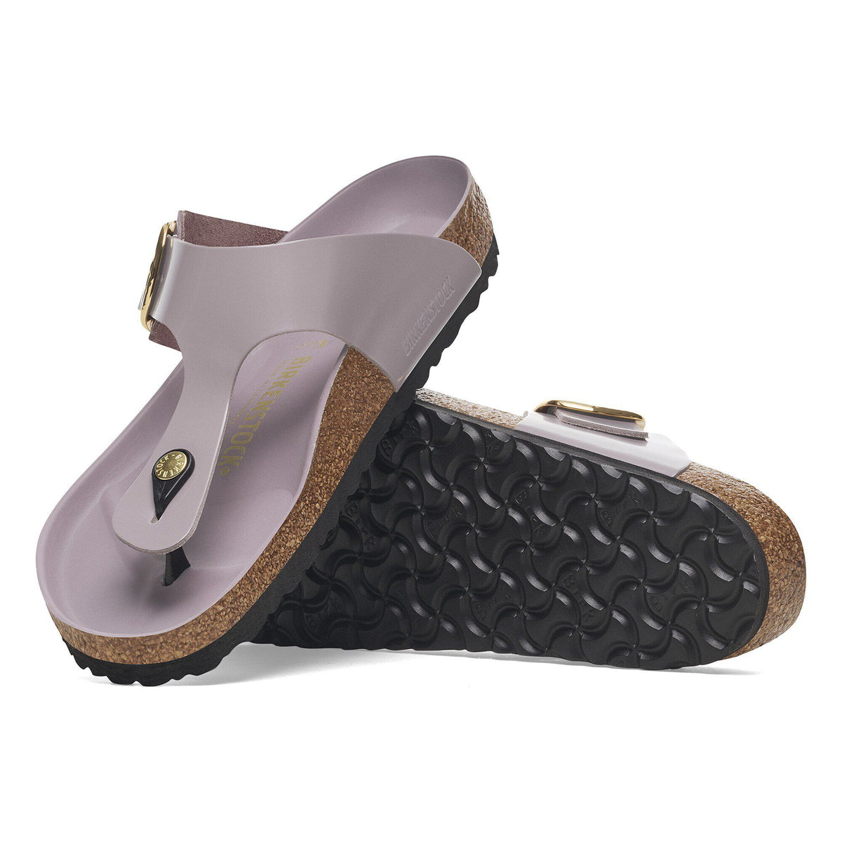 Gizeh Hammered Big Buckle Natural Leather Patent in Color High Shine Faded Purple | Birkenstock