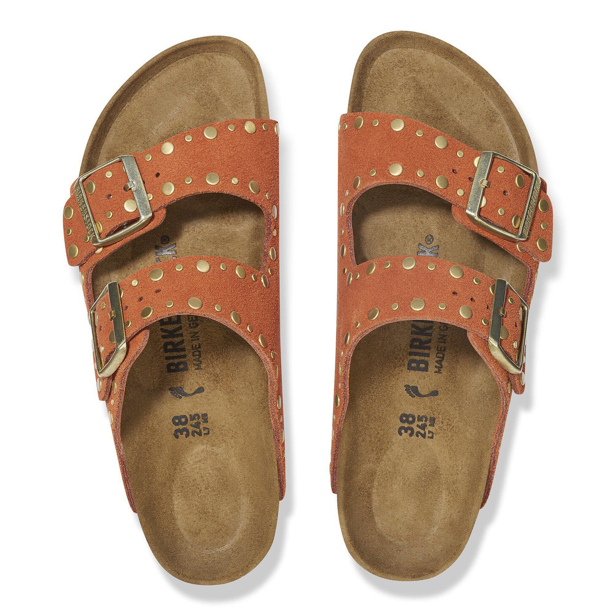 Arizona Rivets Suede Leather in Color Dark Rust | Birkenstock