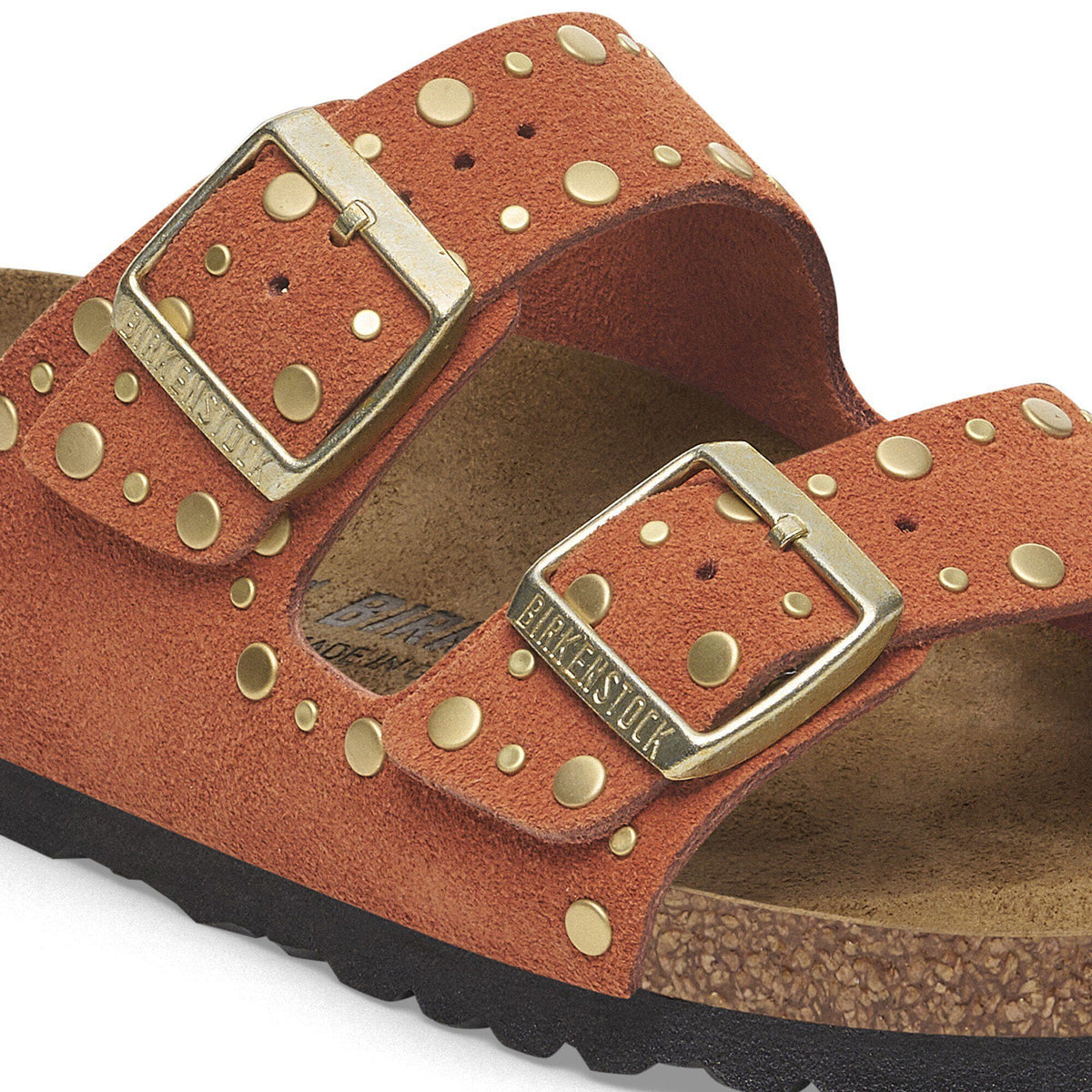 Arizona Rivets Suede Leather in Color Dark Rust | Birkenstock