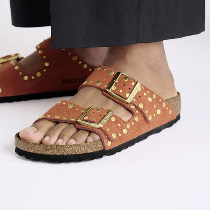 Arizona Rivets Suede Leather in Color Dark Rust | Birkenstock