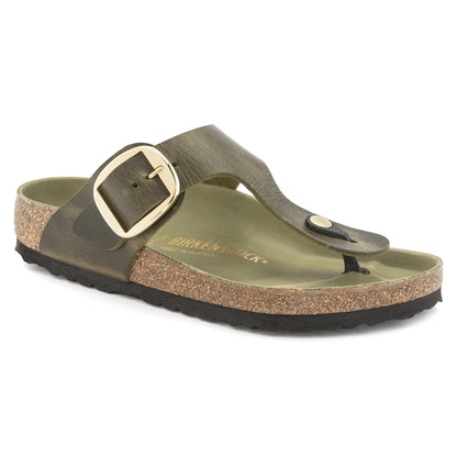 Gizeh Big Buckle Oiled Leather in Color Olive Green | Birkenstock