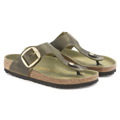 Gizeh Big Buckle Oiled Leather in Color Olive Green | Birkenstock