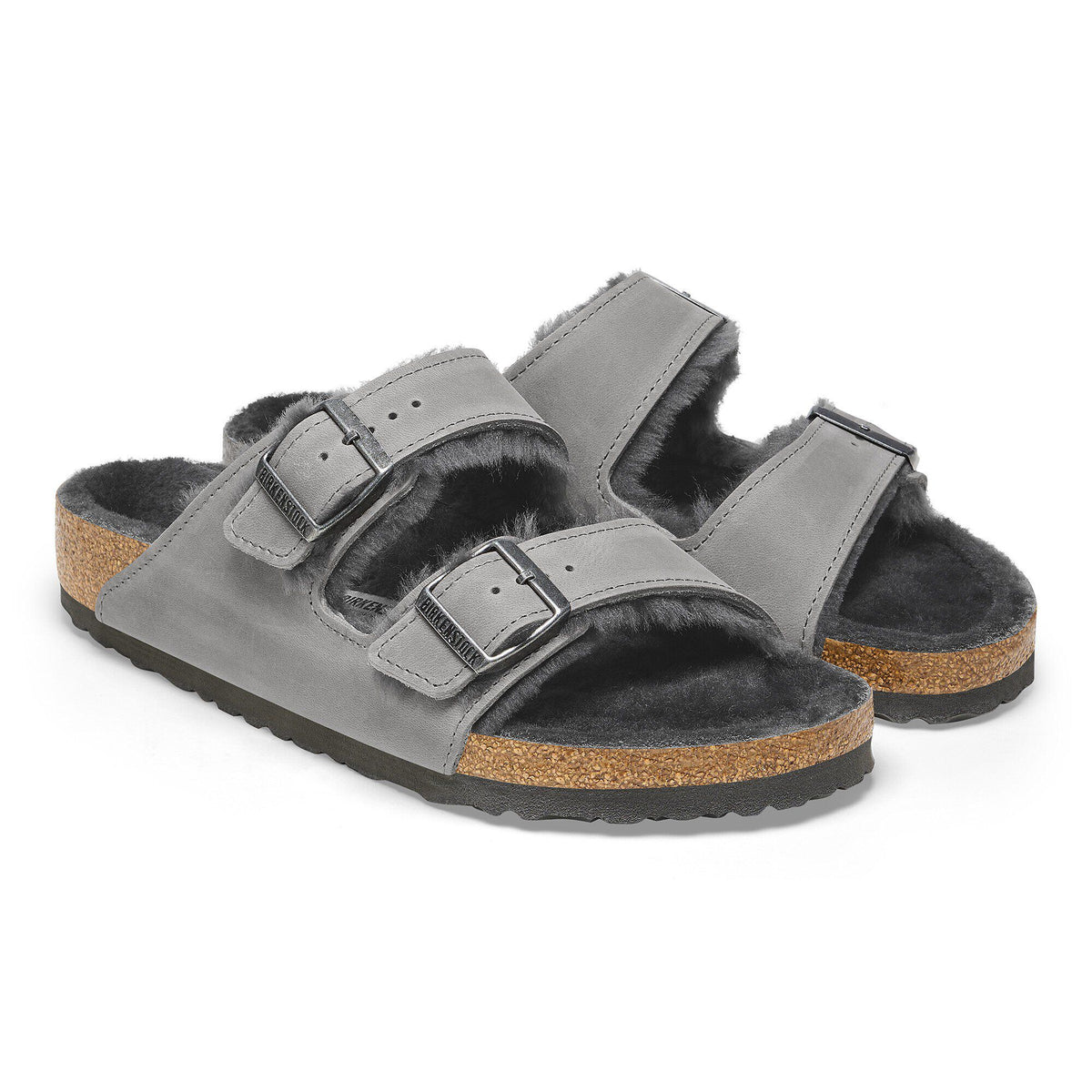 Arizona Shearling Oiled Leather in Color Iron | Birkenstock