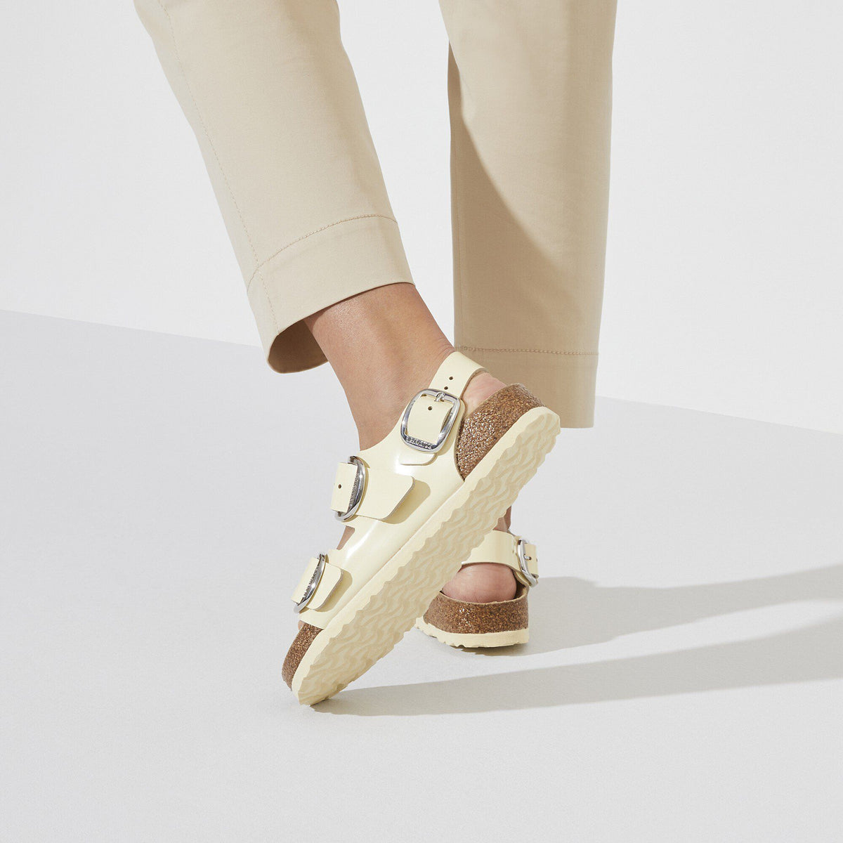 Milano Big Buckle Natural Leather Patent in Color High Shine Butter | Birkenstock
