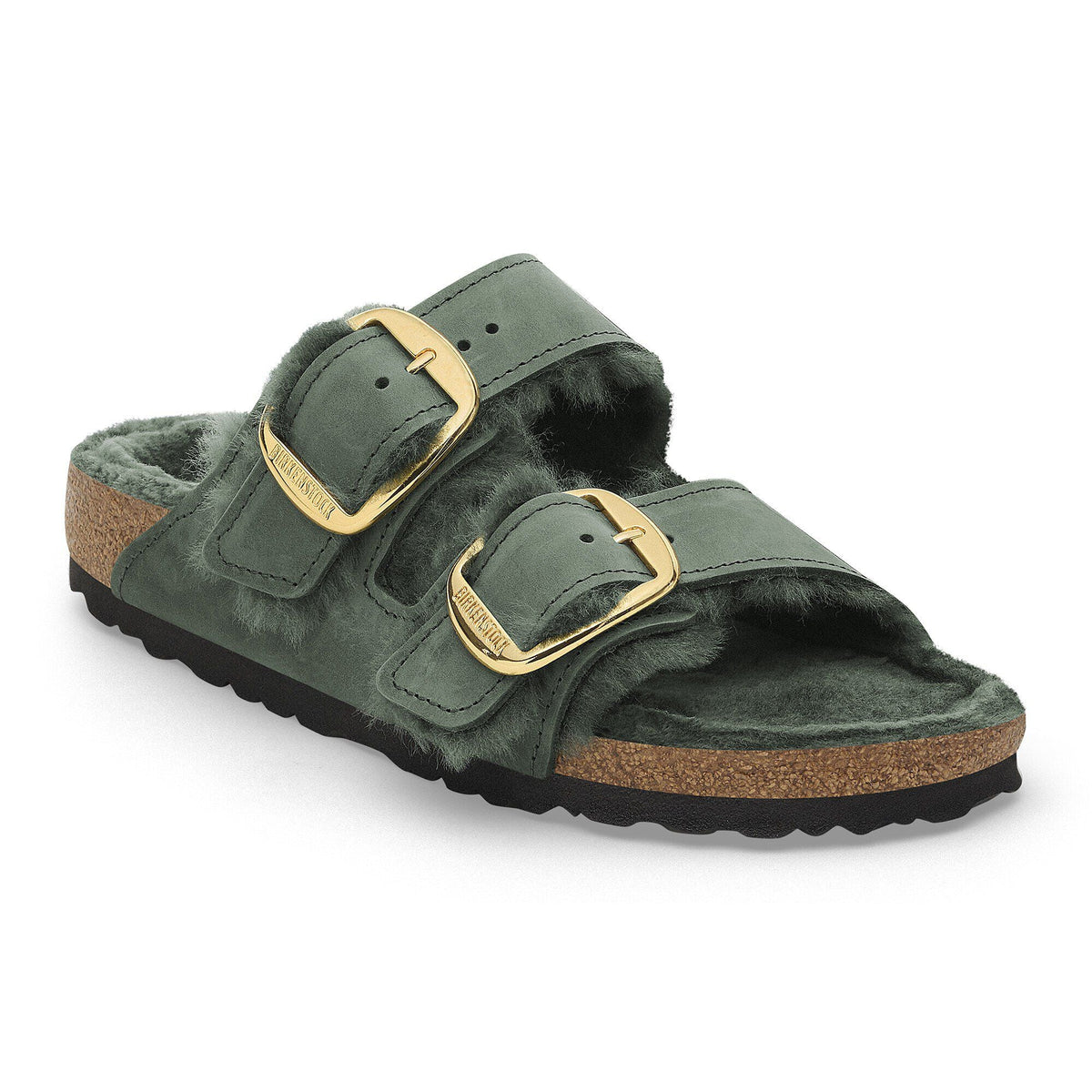 Arizona Big Buckle Shearling Oiled Leather in Color Thyme | Birkenstock
