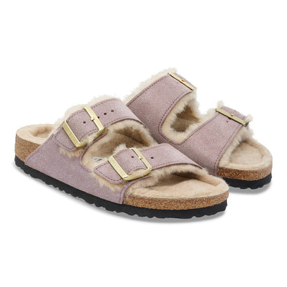 Arizona Shearling Suede Leather-Shearling in Color Suede Shimmering Faded Purple | Birkenstock