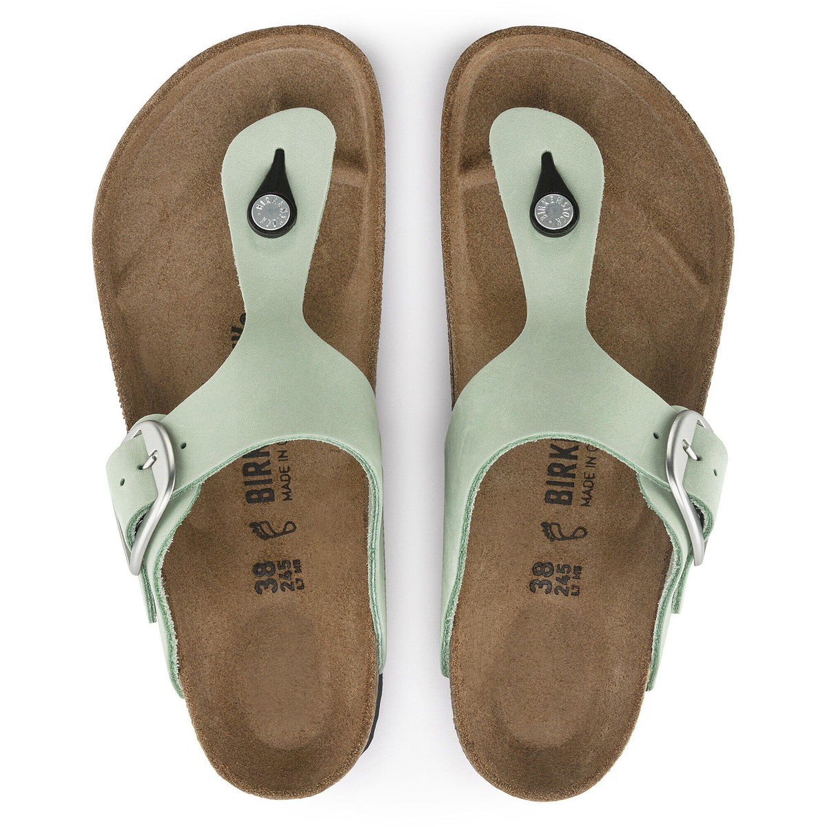 Gizeh Big Buckle Nubuck Leather in Color Matcha | Birkenstock