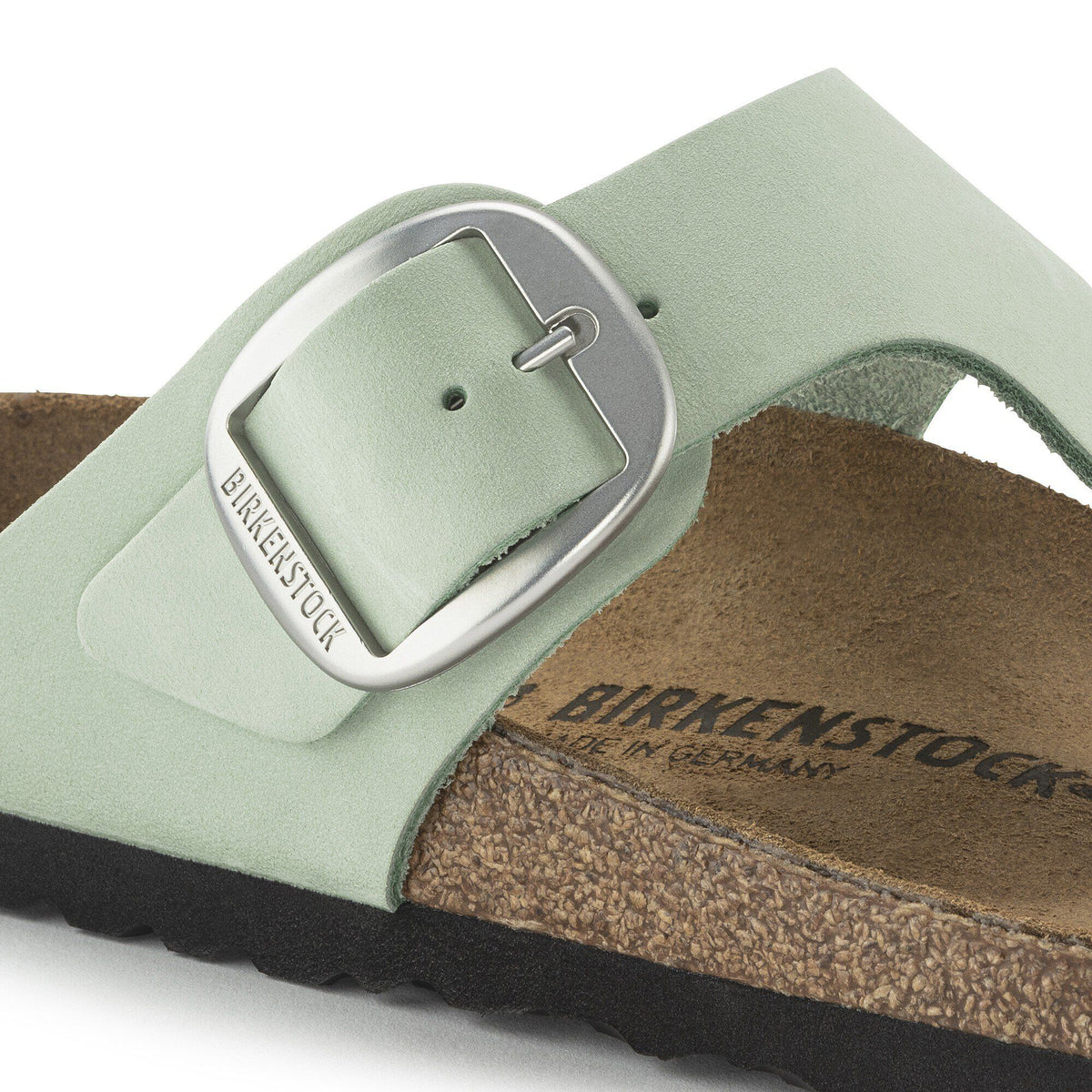 Gizeh Big Buckle Nubuck Leather in Color Matcha | Birkenstock