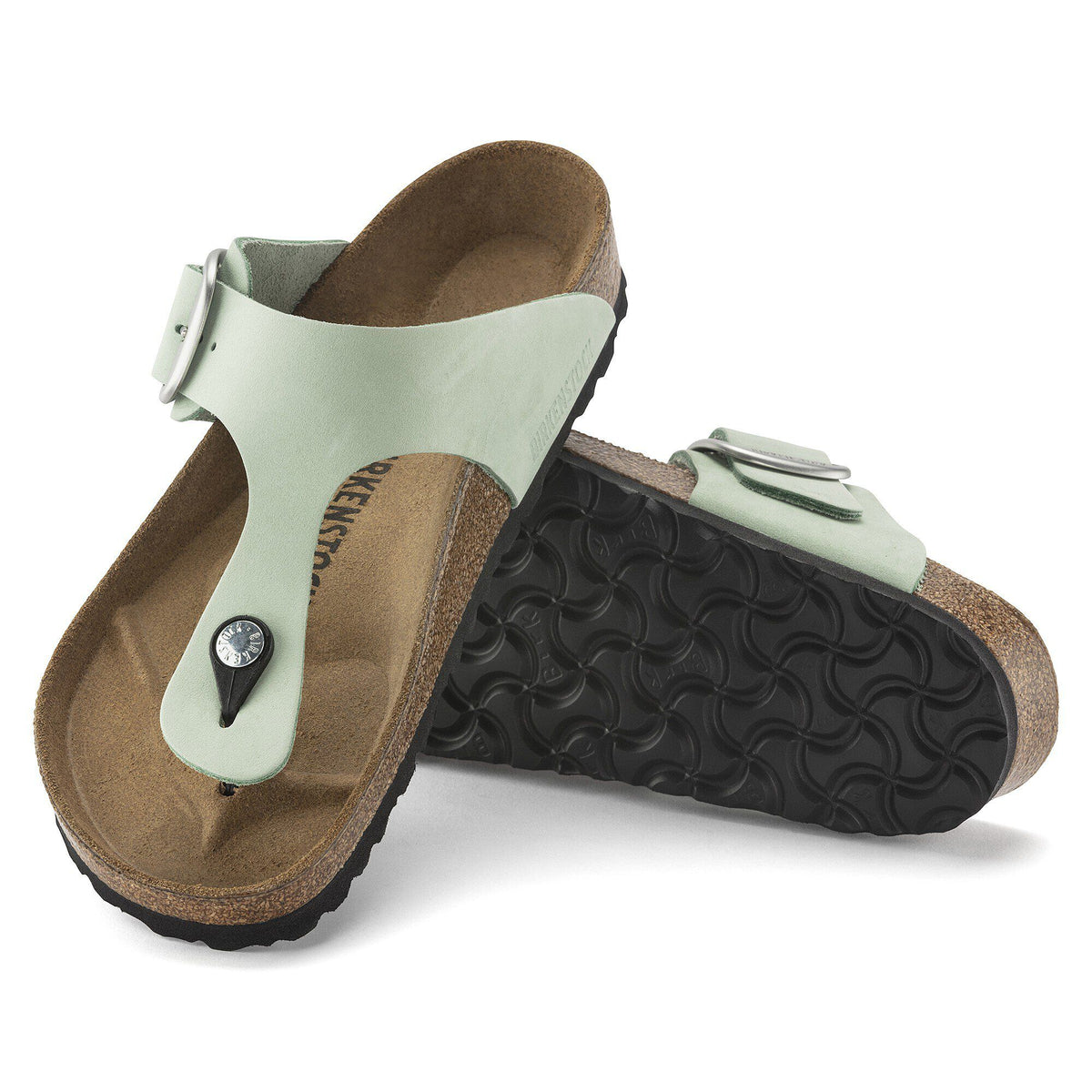 Gizeh Big Buckle Nubuck Leather in Color Matcha | Birkenstock