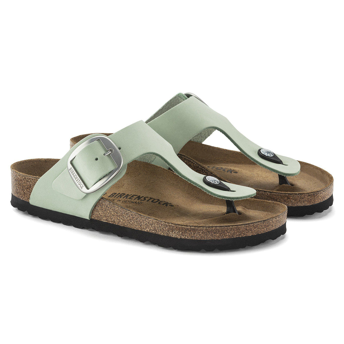 Gizeh Big Buckle Nubuck Leather in Color Matcha | Birkenstock