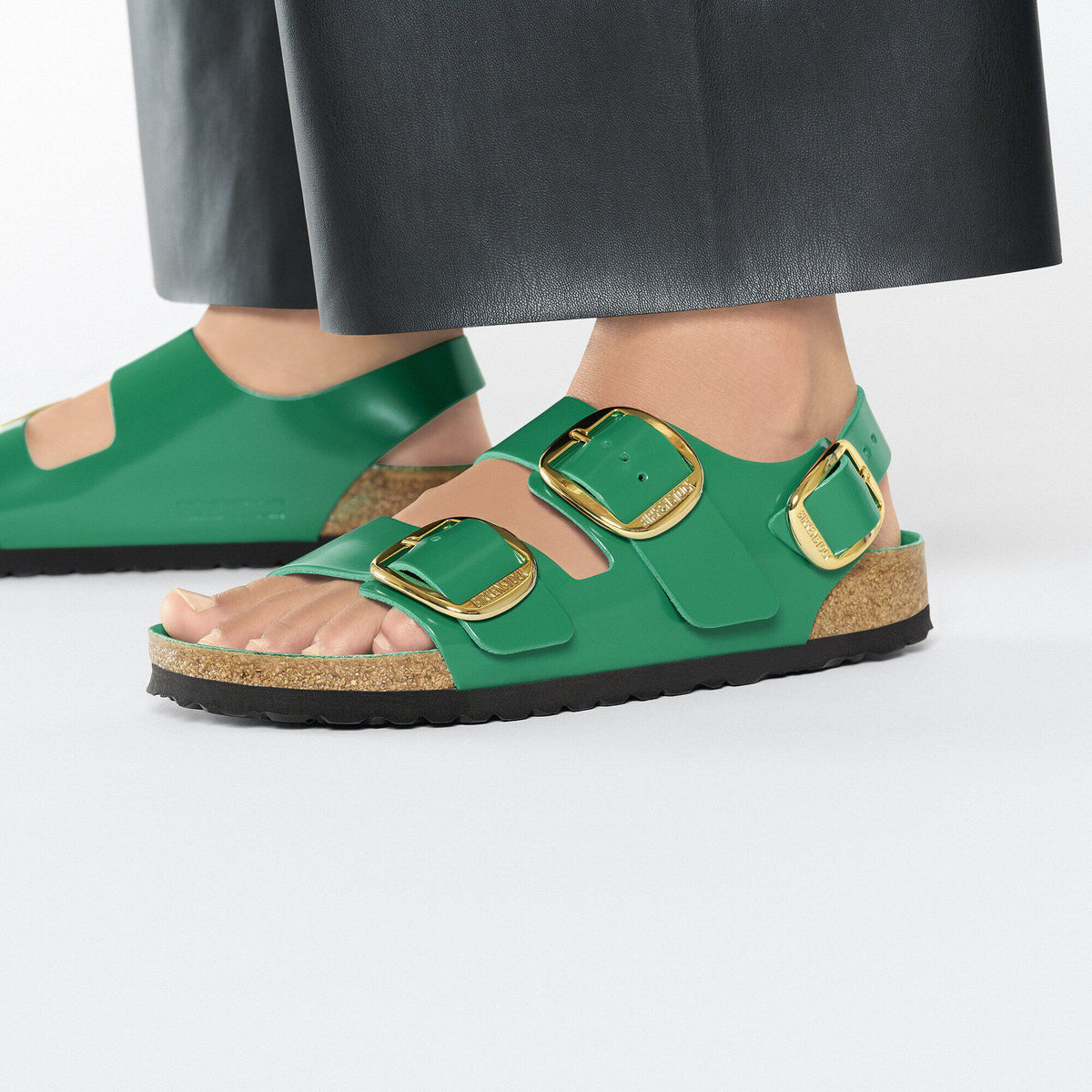 Milano Big Buckle Natural Leather Patent in Color High Shine Digital Green | Birkenstock