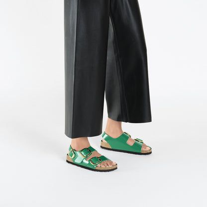 Milano Big Buckle Natural Leather Patent in Color High Shine Digital Green | Birkenstock