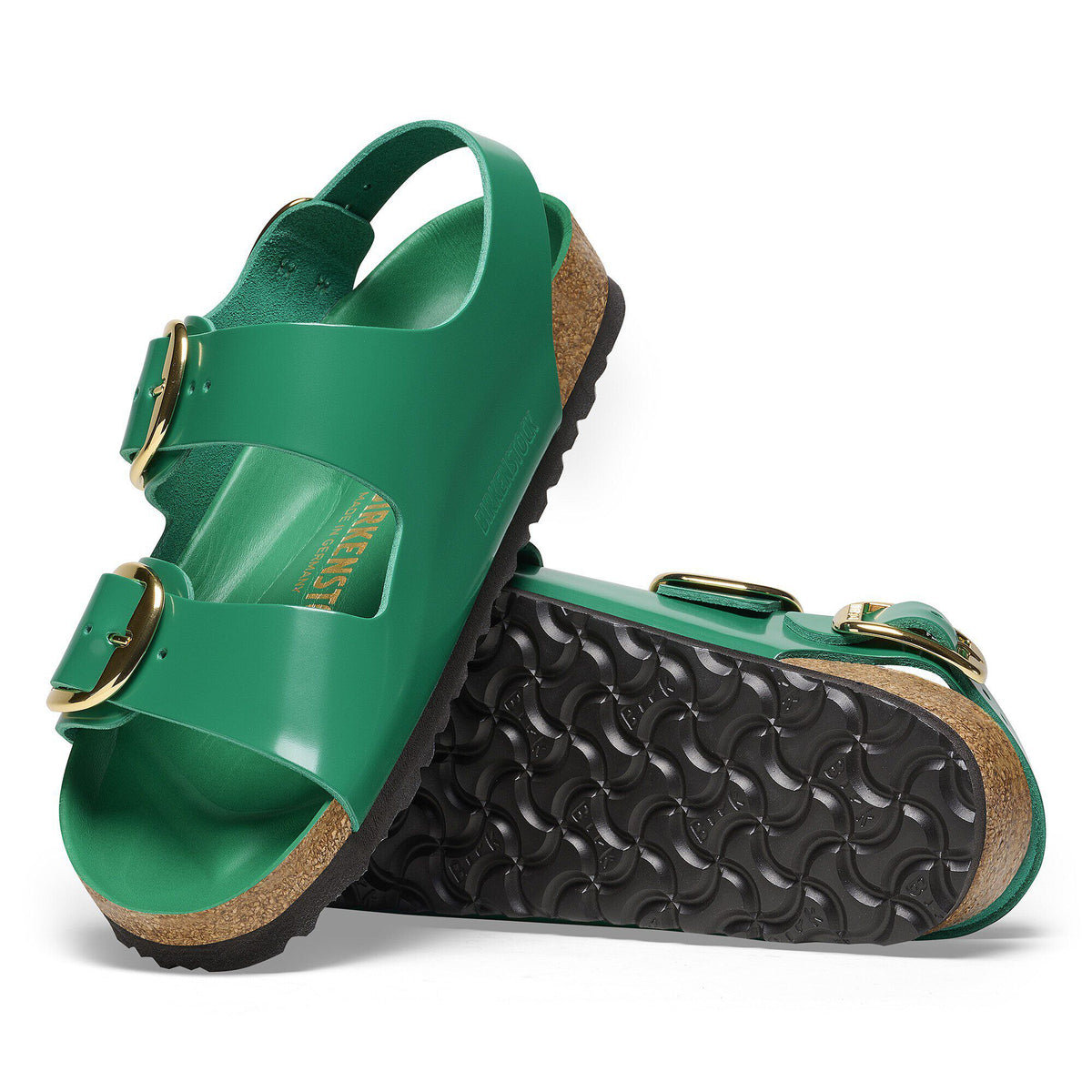 Milano Big Buckle Natural Leather Patent in Color High Shine Digital Green | Birkenstock