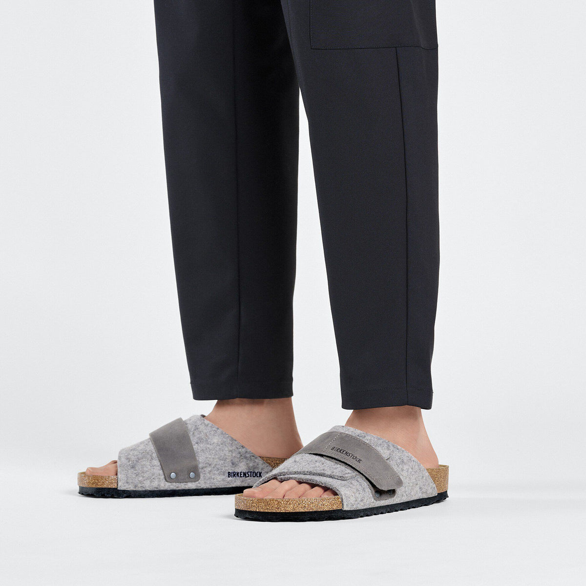 Kyoto Natural Leather-Felt in Color Light Gray | Birkenstock