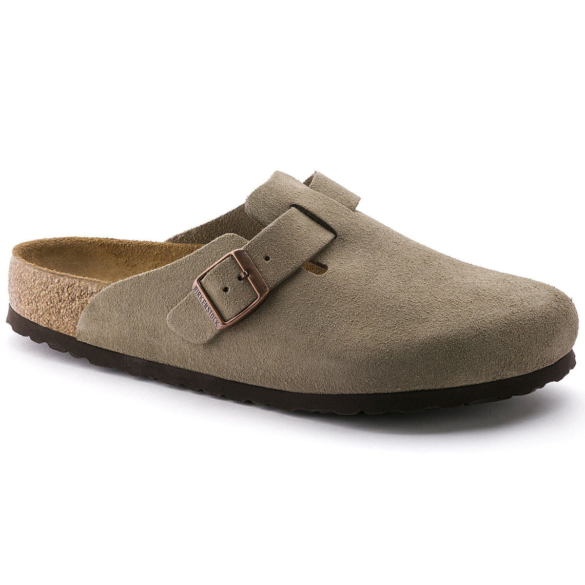 Boston Soft Footbed Suede Leather in Color Taupe | Birkenstock